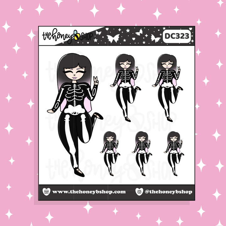 Skele Babe Doodle Sticker | Choose your Skin Tone!