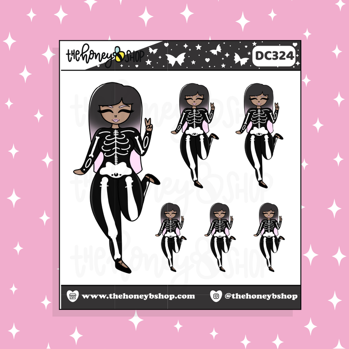 Skele Babe Doodle Sticker | Choose your Skin Tone!