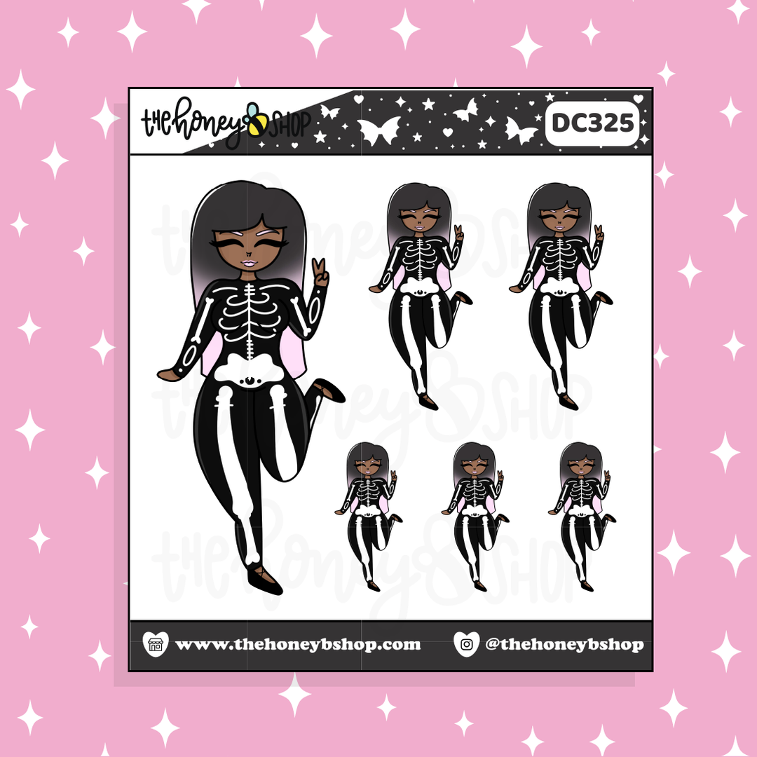 Skele Babe Doodle Sticker | Choose your Skin Tone!