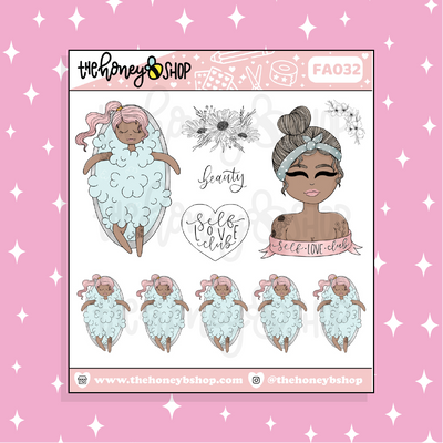 Fall in Love with Yourself Babe Doodle Sticker | Choose your Skin Tone!