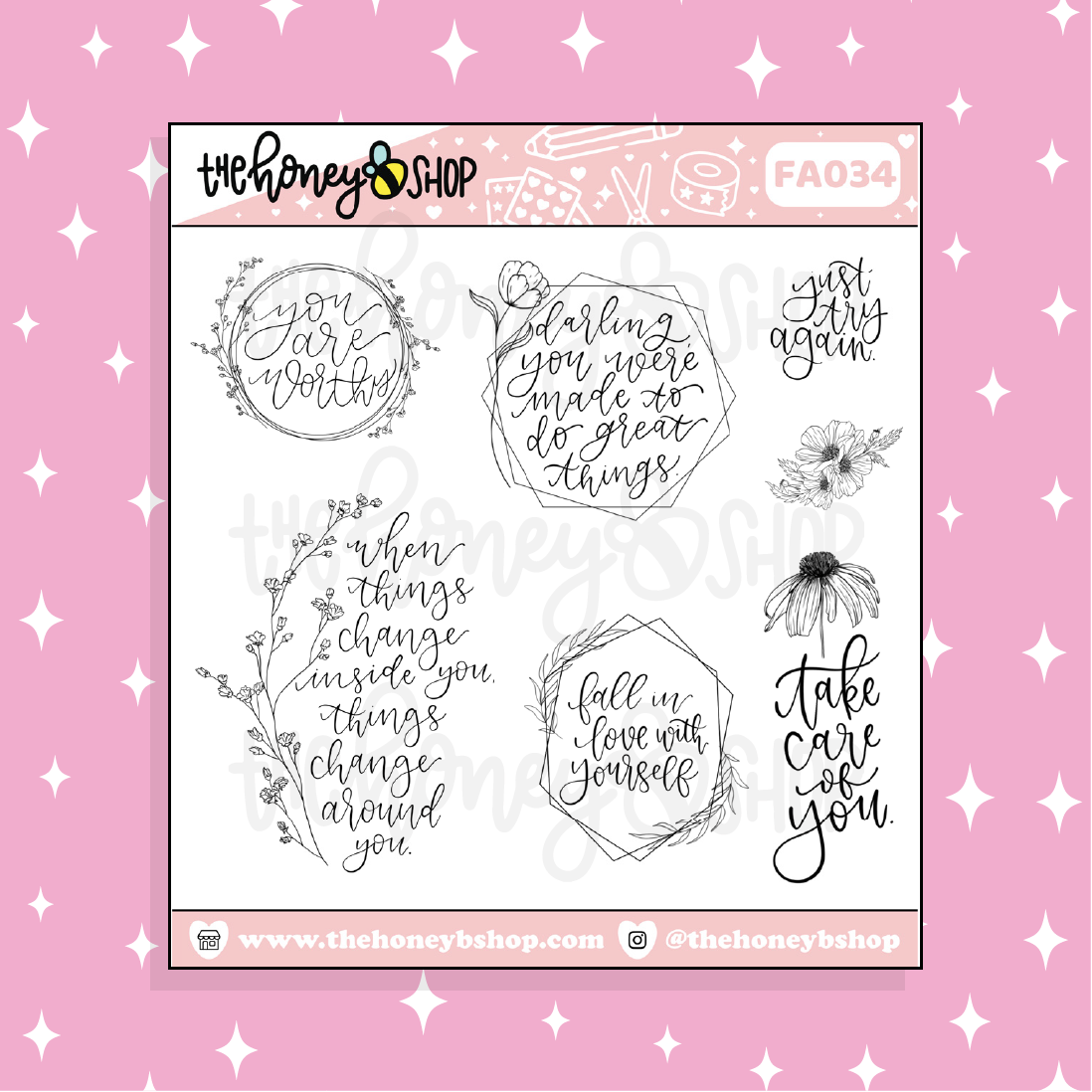 Fall in Love With Yourself Quote Deco Doodle Sticker