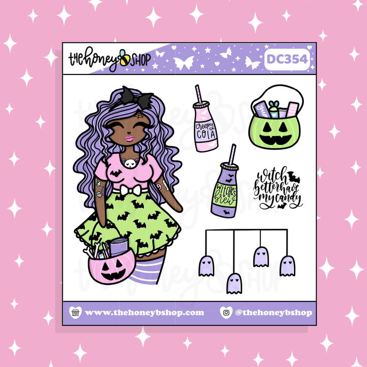 Trick or Treat Babe Doodle Sticker | Choose your Skin Tone!