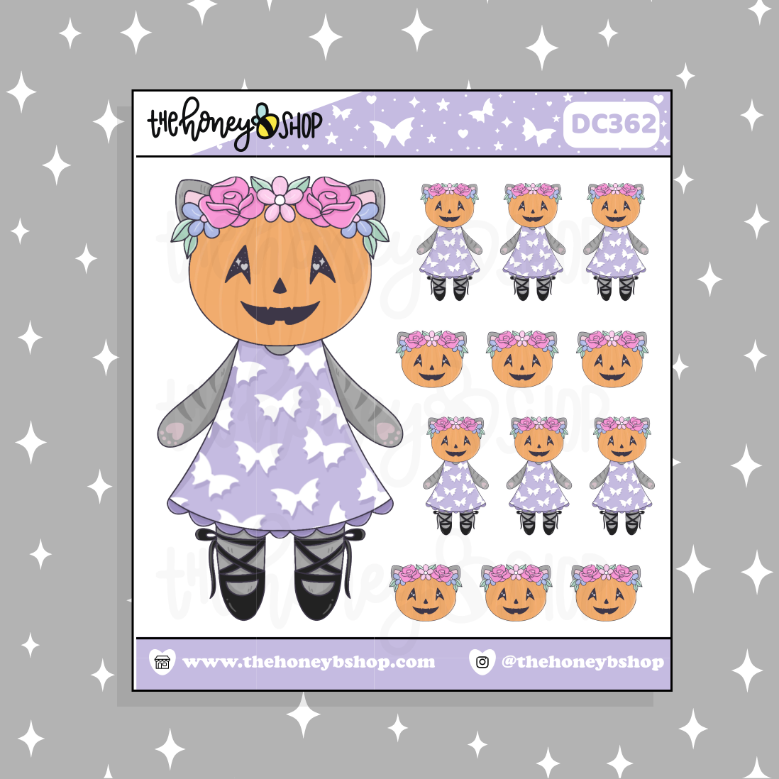 Pumpkin Kitty Doodle Sticker