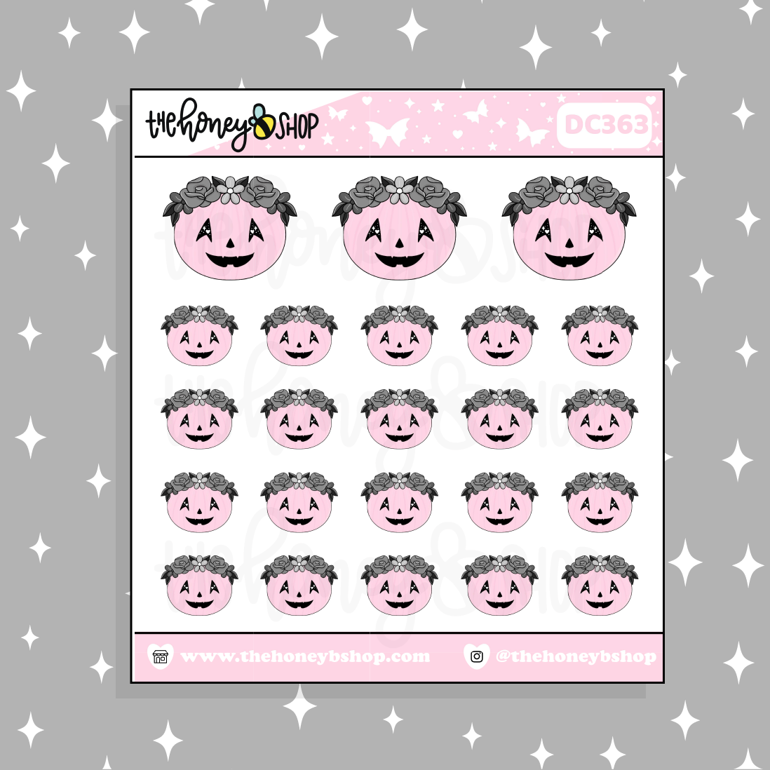 Pastel Pink Pumpkin Heads Doodle Sticker