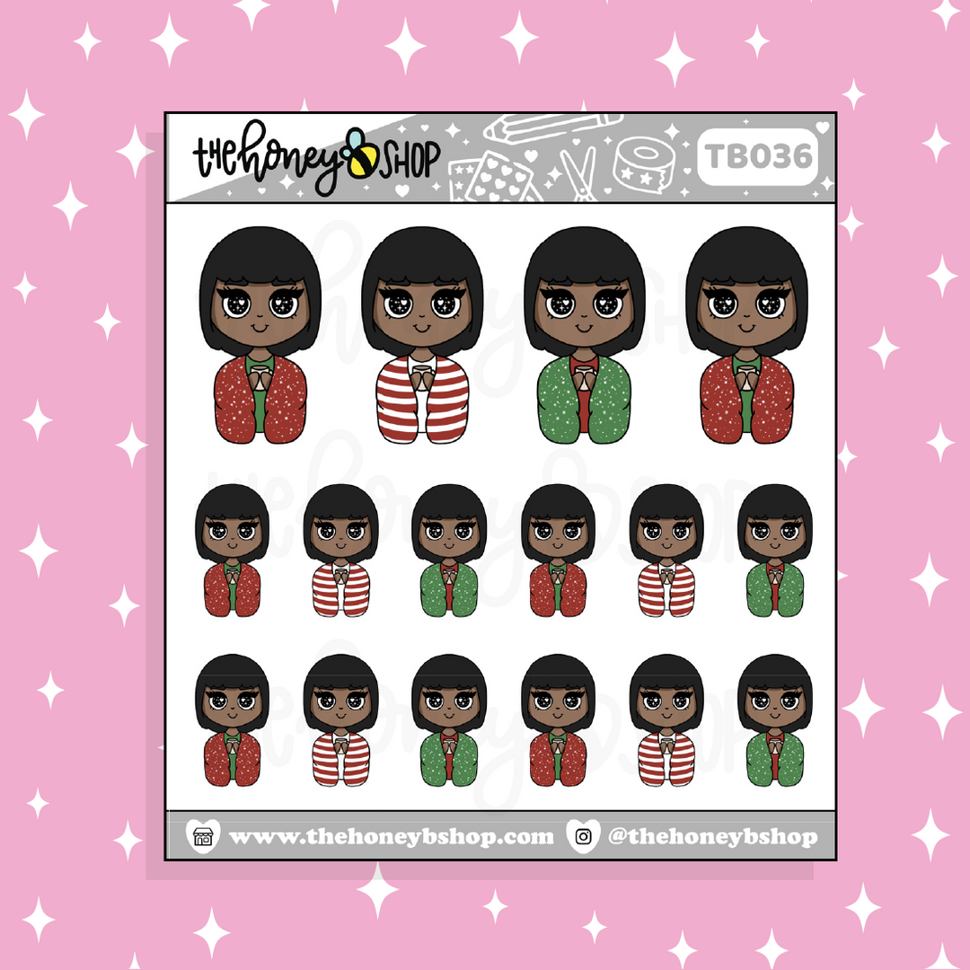 Cozy Hot Cocoa BabeBees Doodle Sticker | Choose Your Skin Tone!