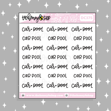 Car Pool Lettering Doodle Sticker