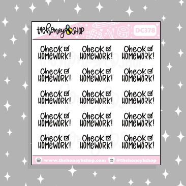 Check Homework Lettering Doodle Sticker
