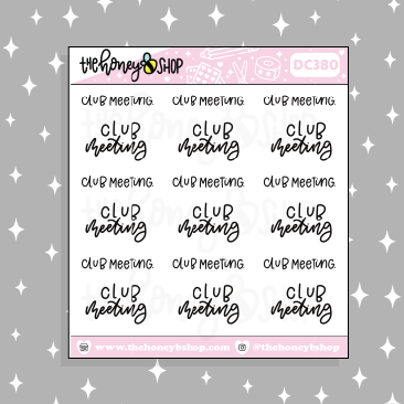 Club Meeting Lettering Doodle Sticker