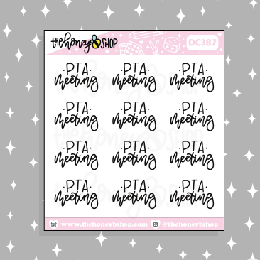 PTA Meeting Lettering Doodle Sticker