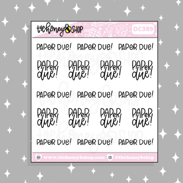 Paper Due Lettering Doodle Sticker