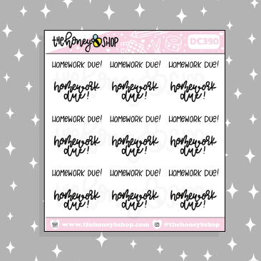 Homework Due Lettering Doodle Sticker