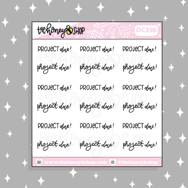 Project Due Lettering Doodle Sticker
