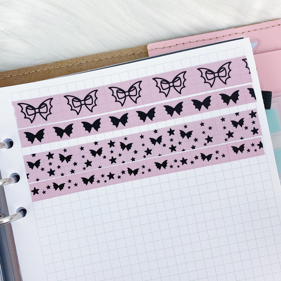 Pastel Pink Bat Bow Washi Bundle