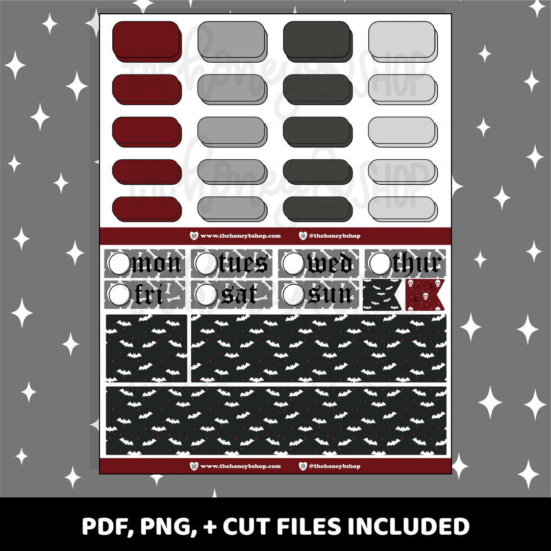 Gothic Printable Weekly Kit | Vertical Planner | Printable Planner Stickers