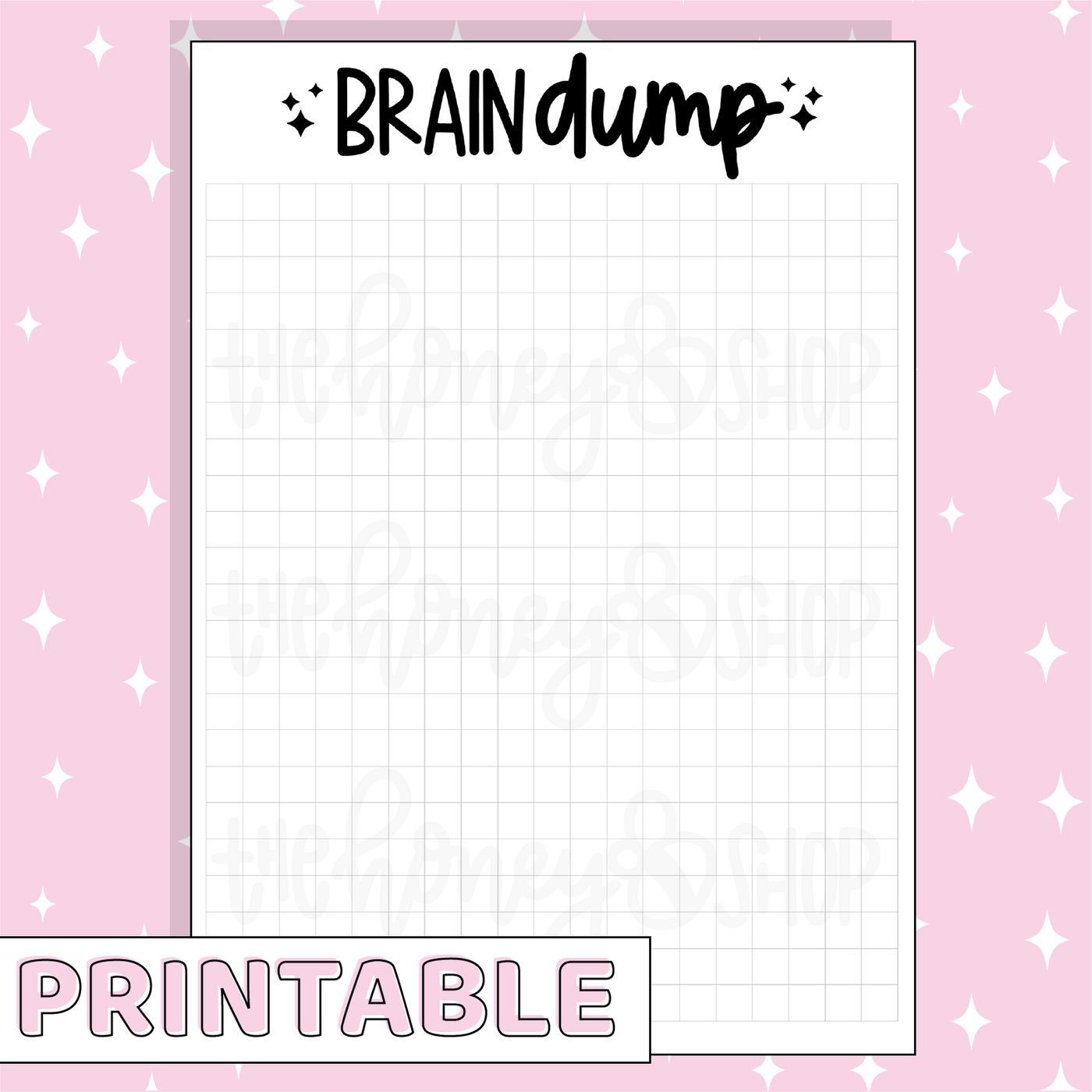 Brain Dump Printable Bee-6 Full Page Sticker | B6 Planner | Printable Planner Stickers