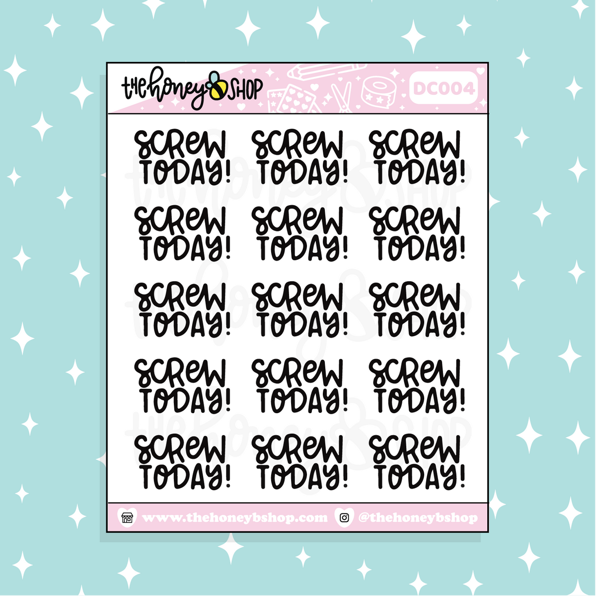 Screw Today Doodle Sticker