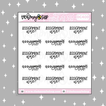 Assignment Due Lettering Doodle Sticker