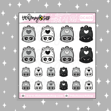 Kawaii Neutral Backpacks Doodle Sticker