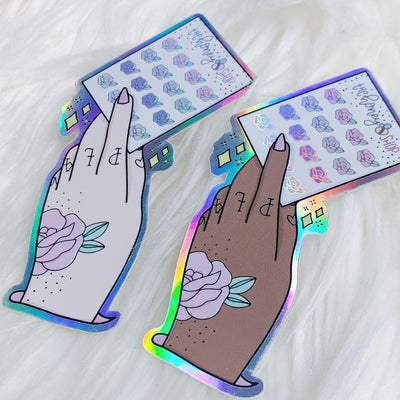 Planner Hand Vinyl Die Cut | Holographic Foiled | Choose your Skin Tone!