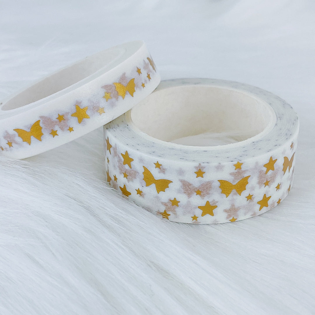 White + Gold Holo Bat Bow Magic Washi Bundle