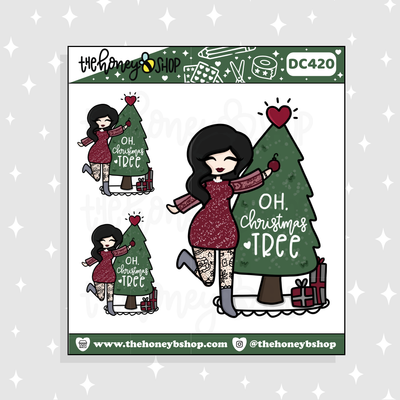 Traditional Oh Christmas Tree Babe Doodle Sticker | Choose your Skin Tone!