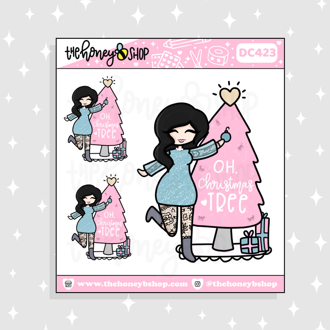 Pastel Oh Christmas Tree Babe Doodle Sticker | Choose your Skin Tone!