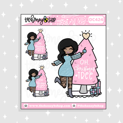 Pastel Oh Christmas Tree Babe Doodle Sticker | Choose your Skin Tone!