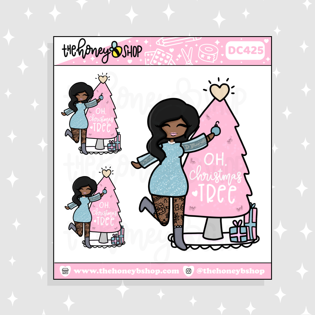 Pastel Oh Christmas Tree Babe Doodle Sticker | Choose your Skin Tone!