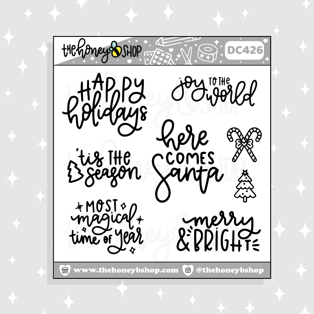 Christmas Sayings Lettering Doodle Sticker