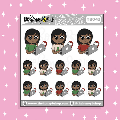 Christmas Computer BabeBees Doodle Sticker | Choose Your Skin Tone!