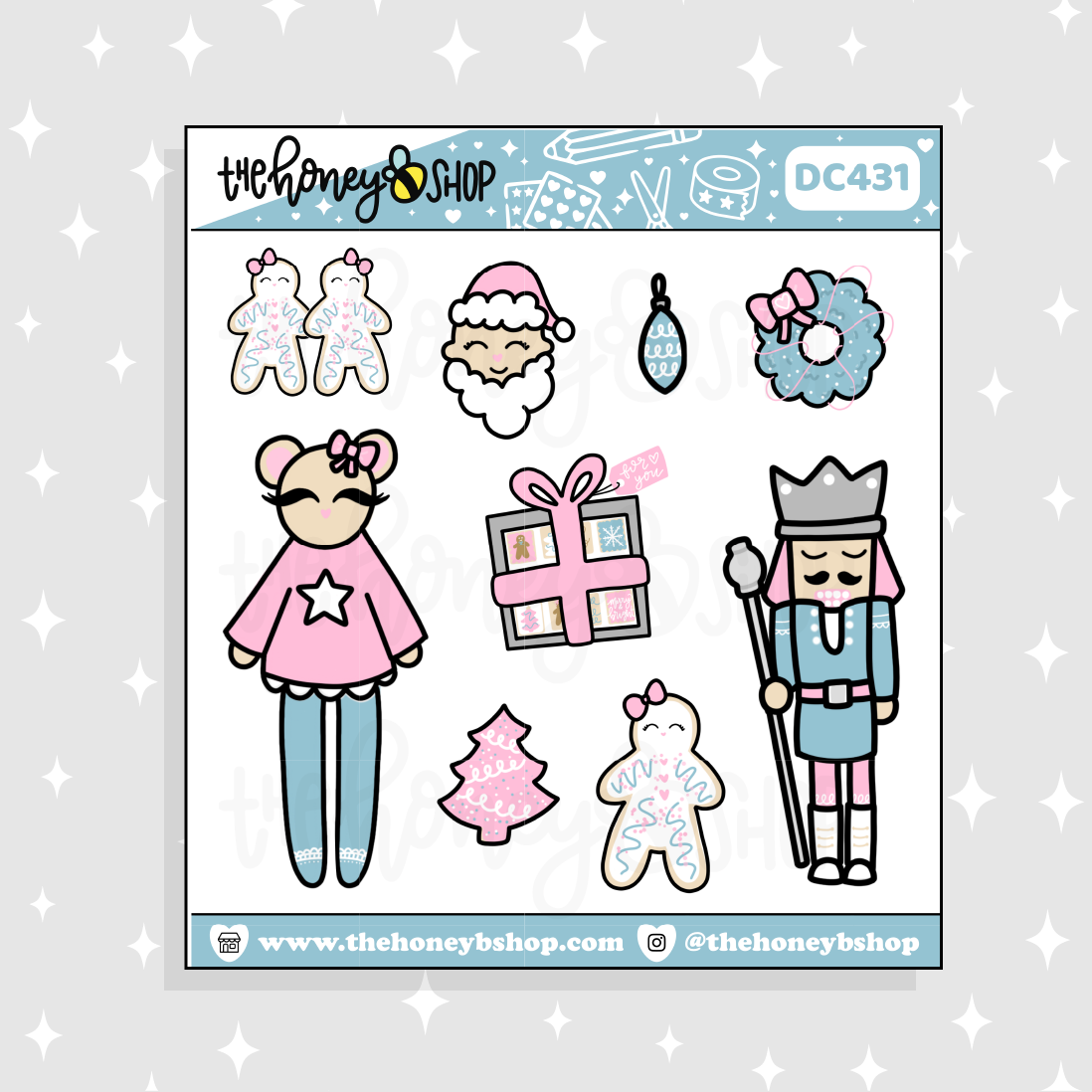 Doodle de decoración navideña en colores pastel Pegatina