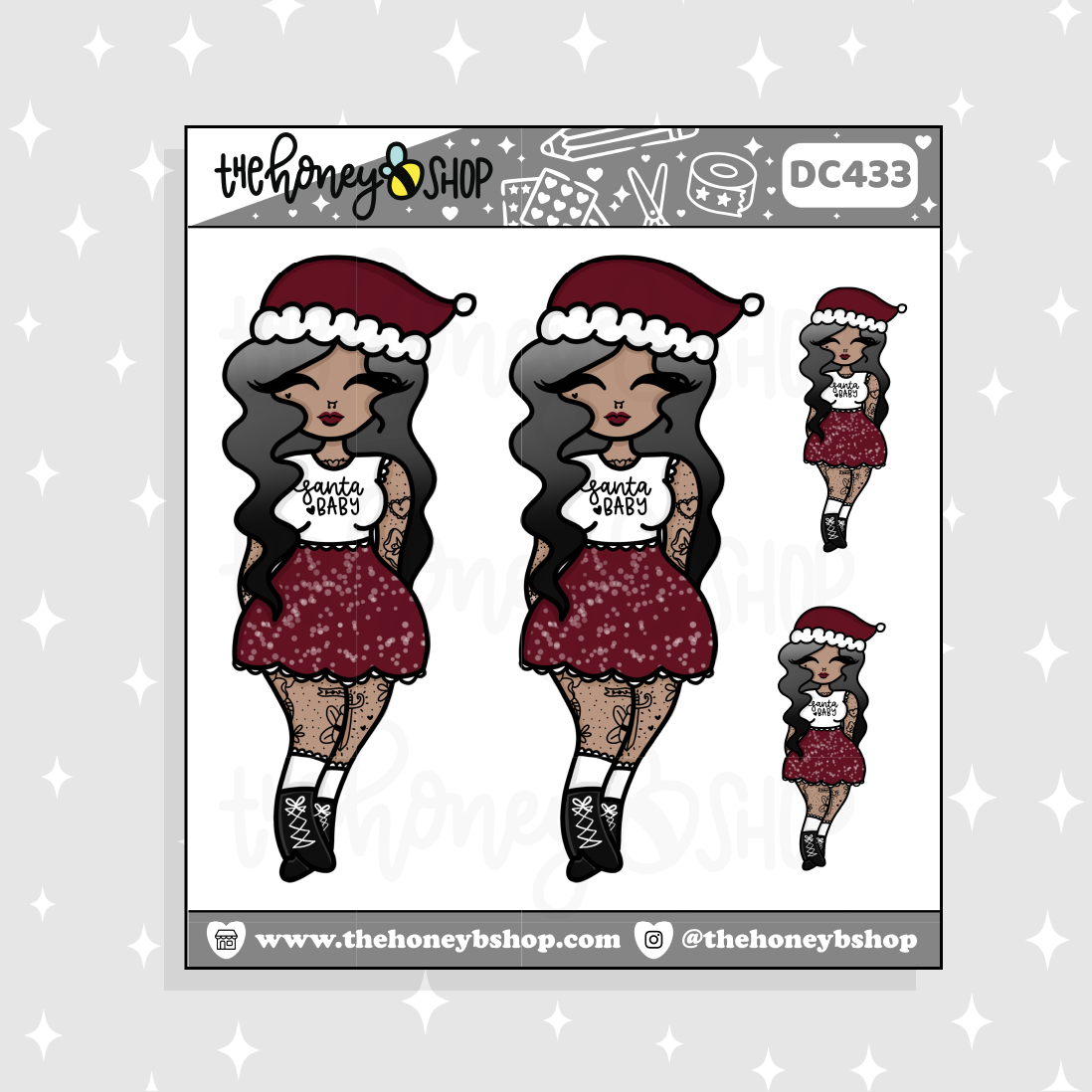 Traditional Tattooed Santa Baby Babe Doodle Sticker | Choose your Skin Tone!