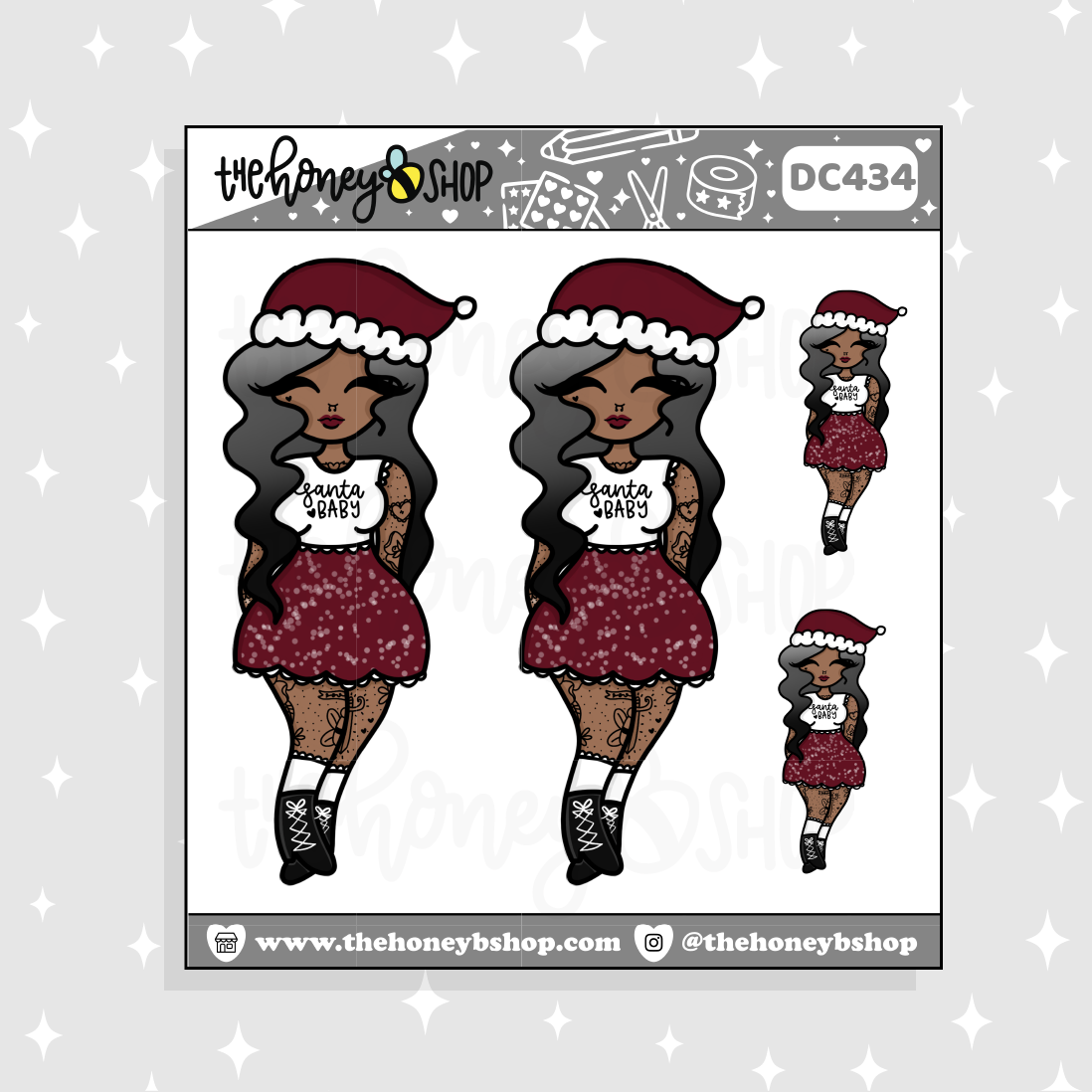 Traditional Tattooed Santa Baby Babe Doodle Sticker | Choose your Skin Tone!