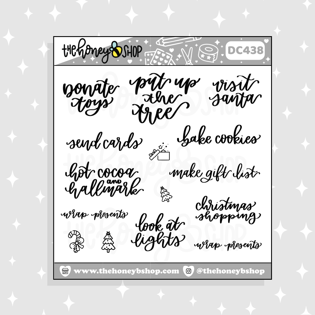 Doodle de lista de deseos navideños con letras de guión Pegatina