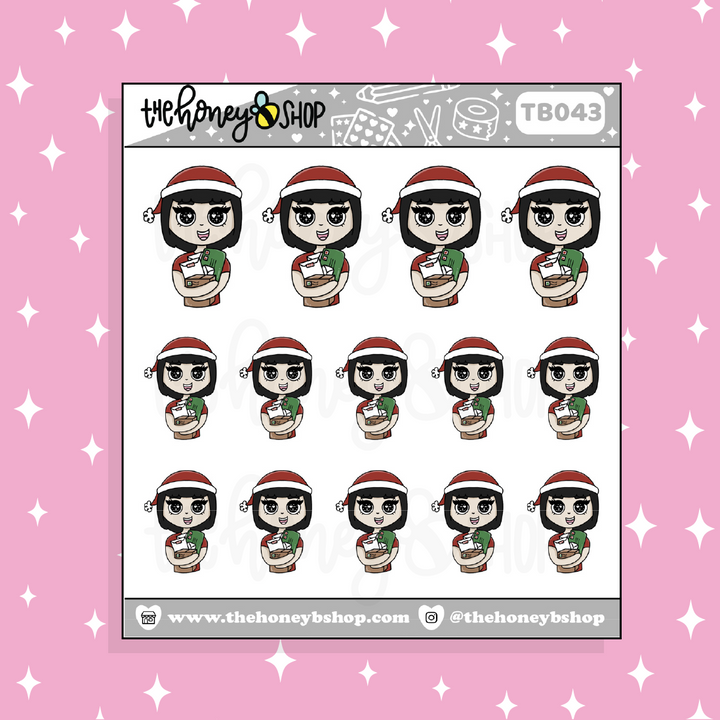 Christmas Happy Mail BabeBees Doodle Sticker | Choose Your Skin Tone!