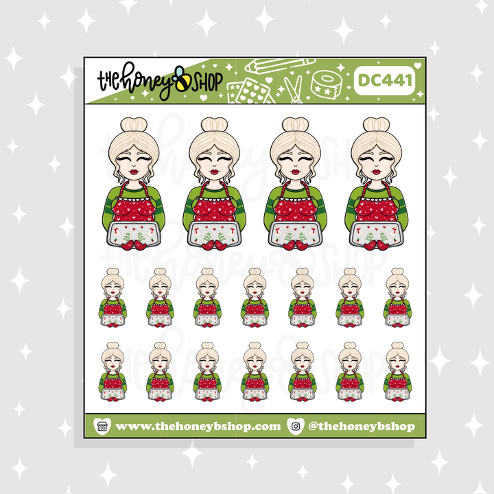 Traditional Christmas Baking Babe Doodle Sticker | Choose your Skin Tone!