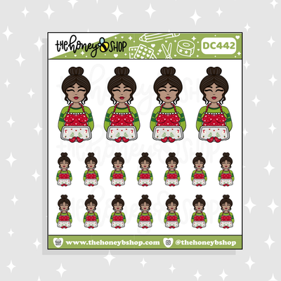 Traditional Christmas Baking Babe Doodle Sticker | Choose your Skin Tone!