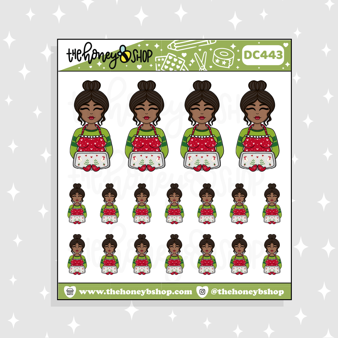 Traditional Christmas Baking Babe Doodle Sticker | Choose your Skin Tone!