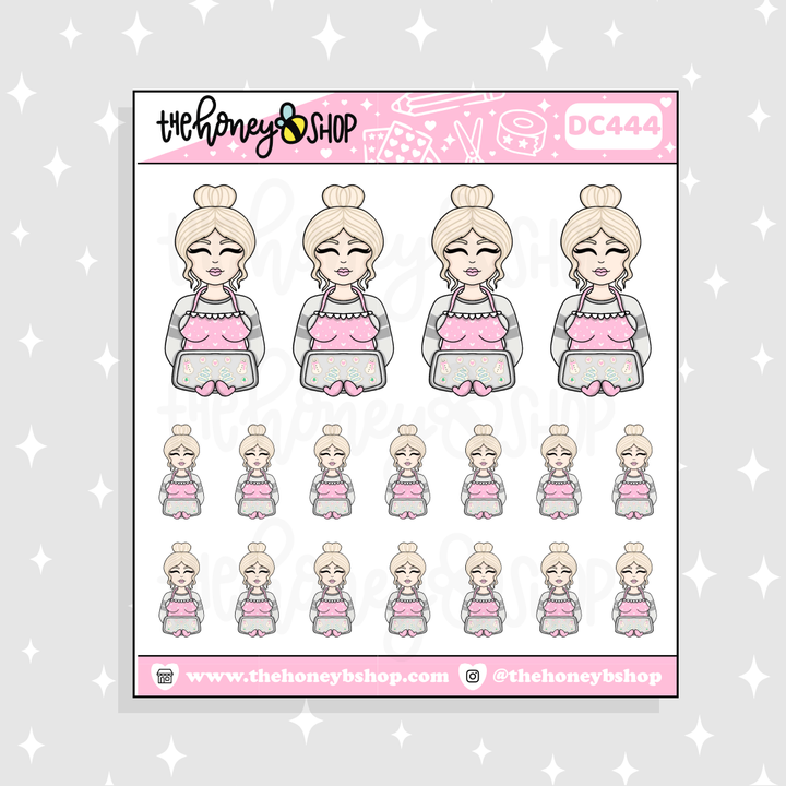 Pastel Christmas Baking Babe Doodle Sticker | Choose your Skin Tone!