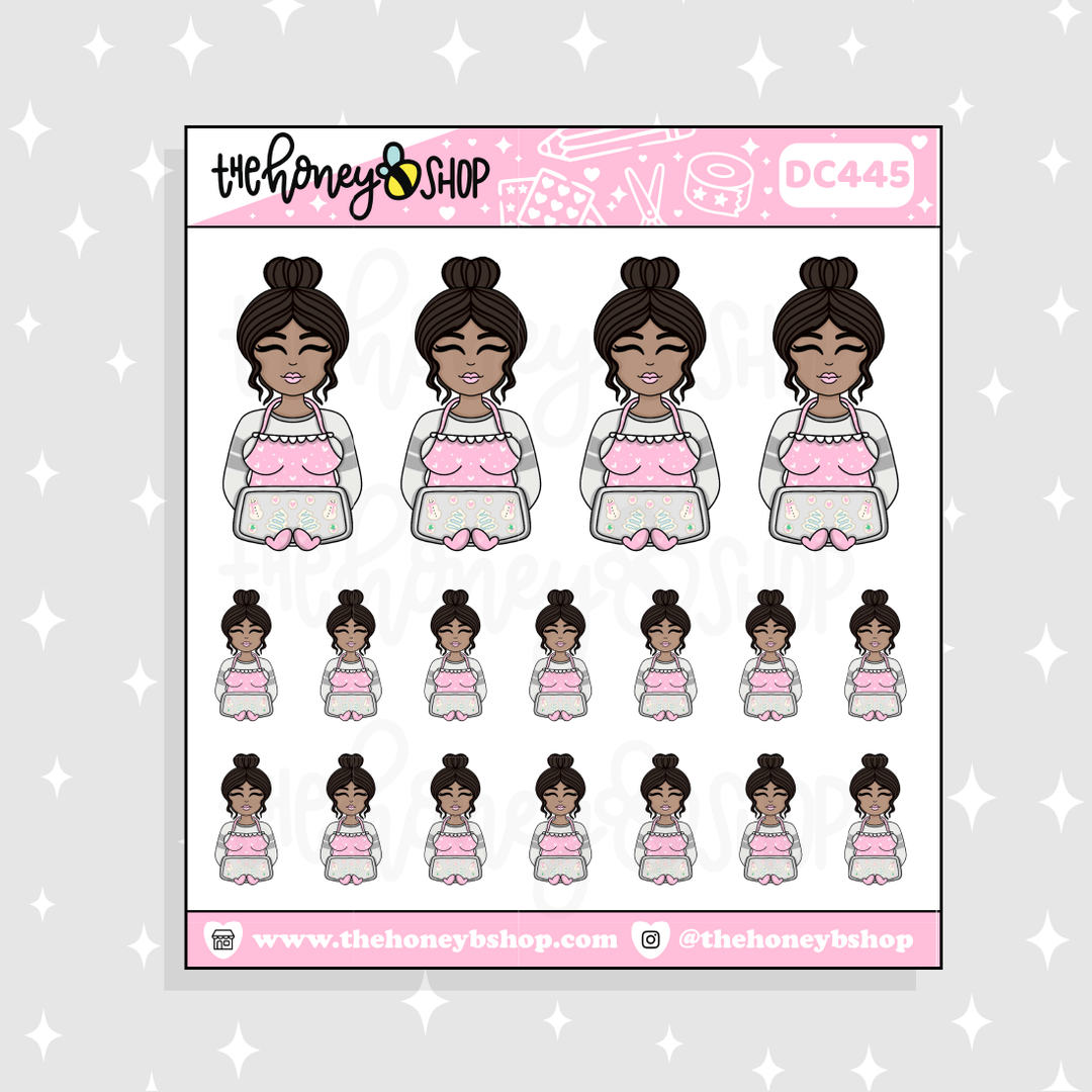 Pastel Christmas Baking Babe Doodle Sticker | Choose your Skin Tone!