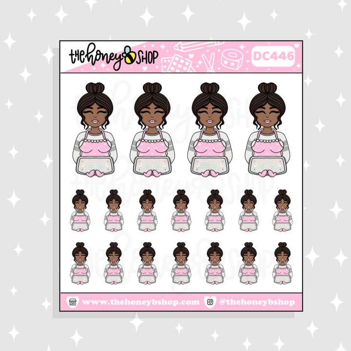 Pastel Christmas Baking Babe Doodle Sticker | Choose your Skin Tone!