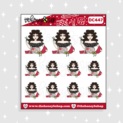 Traditional Christmas Wrapping Babe Doodle Sticker | Choose your Skin Tone!