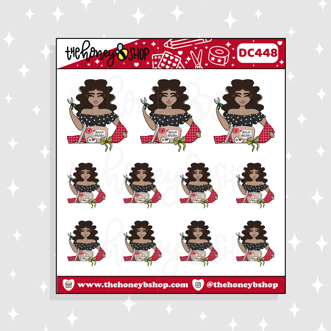 Traditional Christmas Wrapping Babe Doodle Sticker | Choose your Skin Tone!