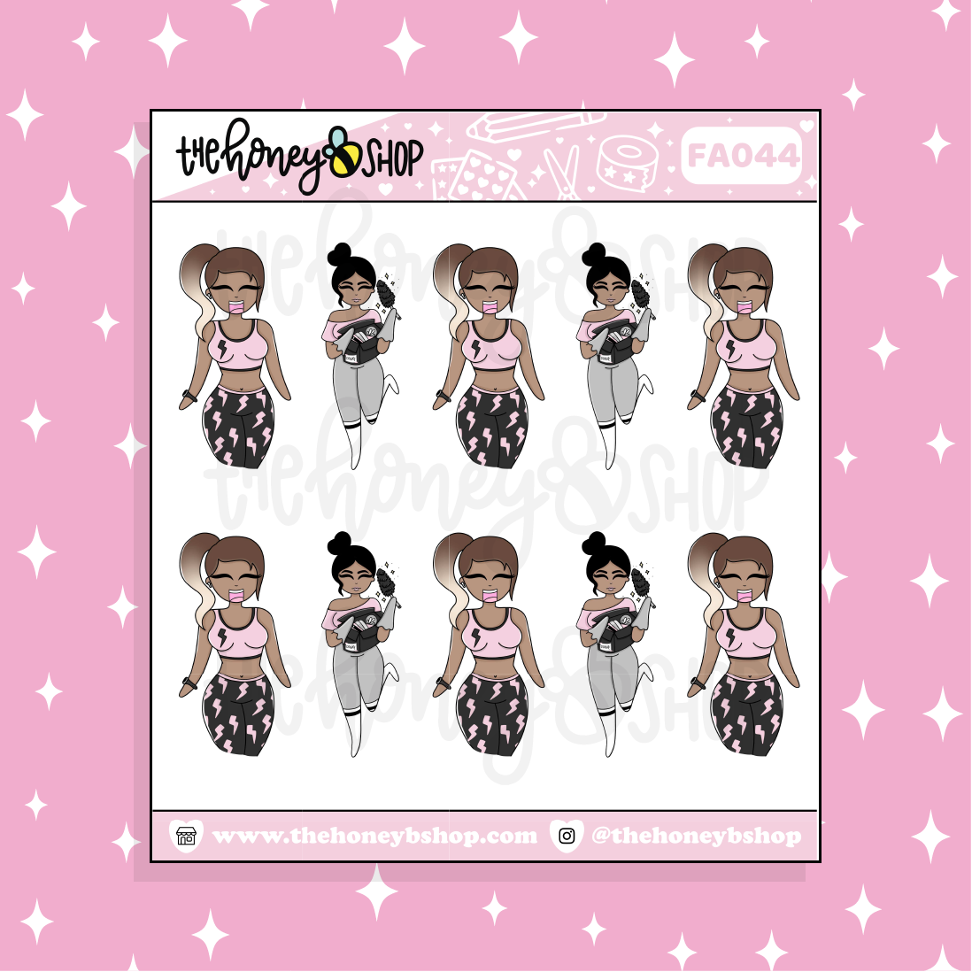 Fitness + Chores Babe Doodle Sticker | Choose your Skin Tone!