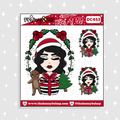 Traditional Christmas Wreath Babe Doodle Sticker | Choose your Skin Tone!