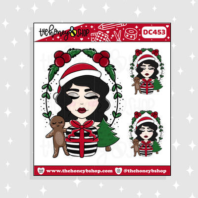 Traditional Christmas Wreath Babe Doodle Sticker | Choose your Skin Tone!