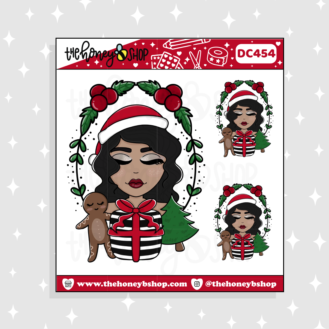 Traditional Christmas Wreath Babe Doodle Sticker | Choose your Skin Tone!