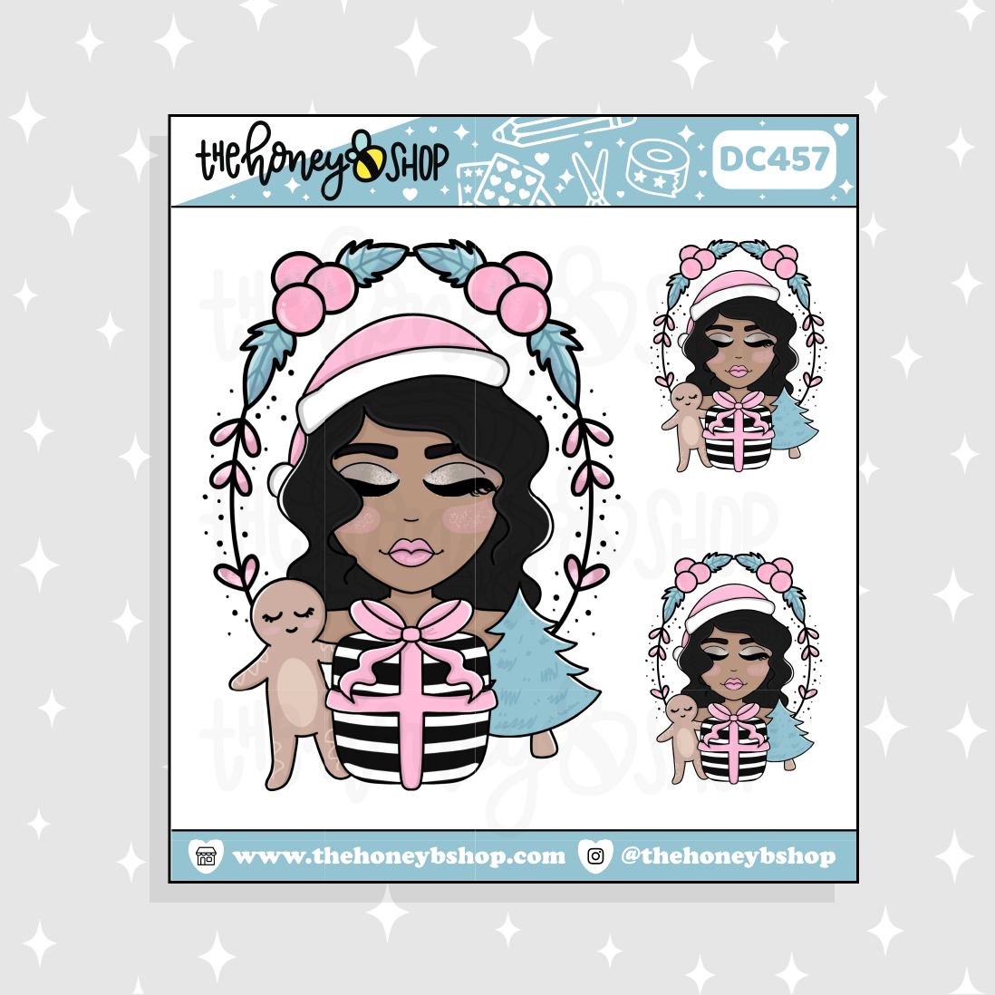 Etiqueta engomada del Doodle del bebé de la guirnalda de Navidad en colores pastel | ¡Elige tu tono de piel!