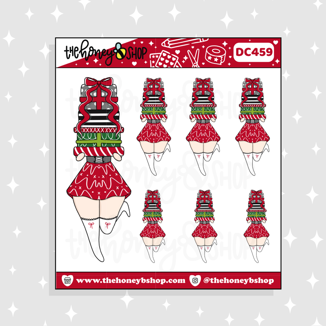 Traditional Stacked Presents Babe Doodle Sticker | Choose your Skin Tone!