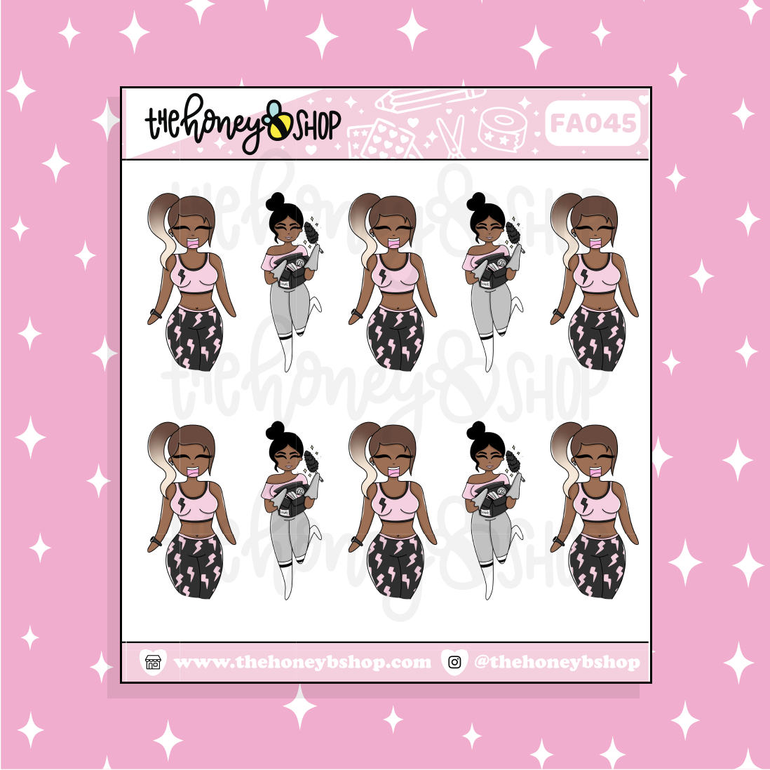 Fitness + Chores Babe Doodle Sticker | Choose your Skin Tone!